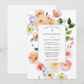 pastel bloemenbruiloft kaart (Voorkant / Achterkant)