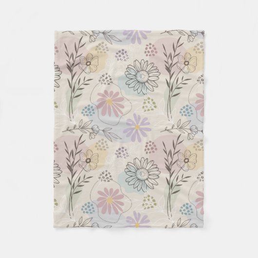 Pastel Bloemencollage – Chic Bloemmotief Geometris Fleece Deken (Voorkant)