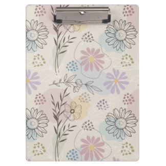 Pastel Bloemencollage – Chic Bloemmotief Geometris Klembord