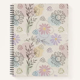 Pastel Bloemencollage – Chic Bloemmotief Geometris Notitieboek