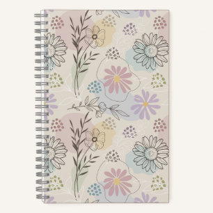 Pastel Bloemencollage – Chic Bloemmotief Geometris Notitieboek