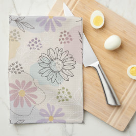 Pastel Bloemencollage – Chic Bloemmotief Geometris Theedoek