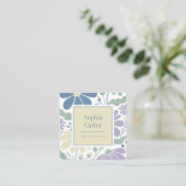 Pastel Bloemend Frame Vierkante Visitekaartje (Staand voorkant)