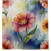 Pastel Bloemend gordijnset voor de douche Douchegordijn (Voorkant)