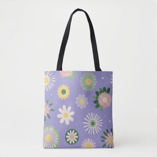 Pastel Bloemendeksel Patroon Tote Tas (Voorkant)