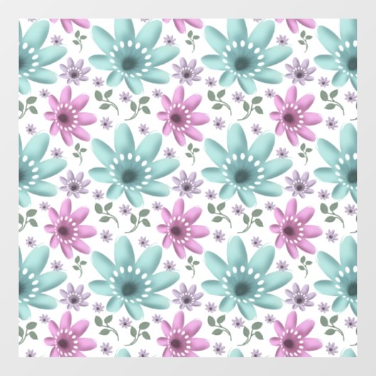 Pastel Bloemendessinpatroon  Raamsticker (Vel)