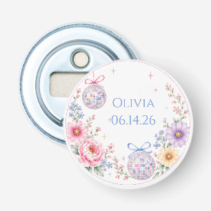 Pastel Bloemendisco Tuin Bruiloftsborrel Button Flesopener