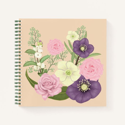Pastel Bloemendisplay Notitieboek (Voorkant)
