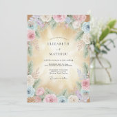 Pastel Bloemendroom Bruiloft Kaart (Staand voorkant)