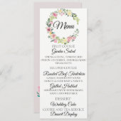 Pastel Bloemenkrans Bruiloft Menu Kaart (Voorkant / Achterkant)