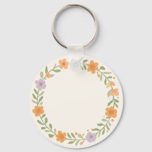 Pastel Bloemenkrans Ornament Sleutelhanger Ontwerp