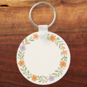 Pastel Bloemenkrans Ornament Sleutelhanger Ontwerp (Achterkant)