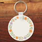 Pastel Bloemenkrans Ornament Sleutelhanger Ontwerp (Voorkant)