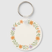 Pastel Bloemenkrans Ornament Sleutelhanger Ontwerp (Achterkant)