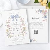 Pastel Bloemenkrans QR Code Trouwwebsite Kaart