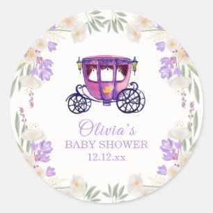 Pastel Bloemenkroon Prinsessenkoets Meisje Baby Sh Ronde Sticker