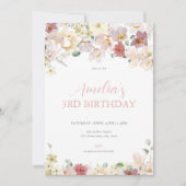 Pastel Bloemenmeisje Floral Verjaardagsuitnodiging Kaart (Voorkant)