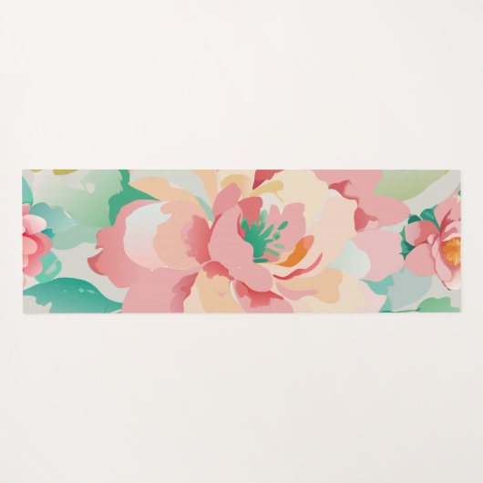 Pastel bloemenmonogram yogamat (Achterkant (horizontaal))