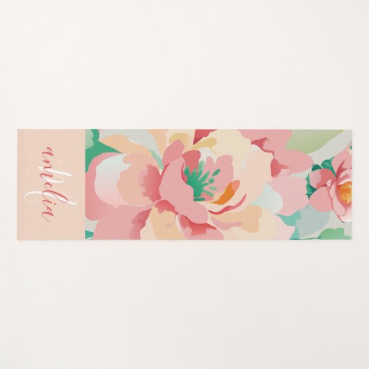 Pastel bloemenmonogram yogamat (Voorkant (horizontaal))