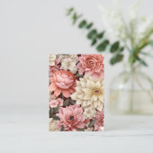 Pastel  bloemennaadloos patroon visitekaartje (Staand voorkant)