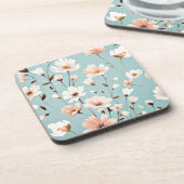 Pastel bloemenpatroon, AI gegenereerd, Bier Onderzetter (Linkerzijde)