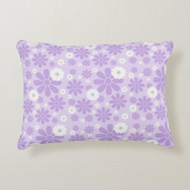 Pastel Bloemenpatroon LAVENDER Accent Kussen (Voorkant)