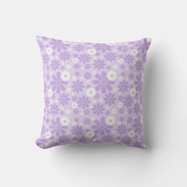 Pastel Bloemenpatroon LAVENDER Kussen (Voorkant)