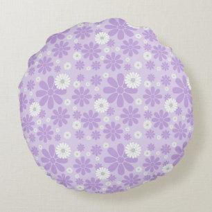 Pastel Bloemenpatroon LAVENDER Rond Kussen