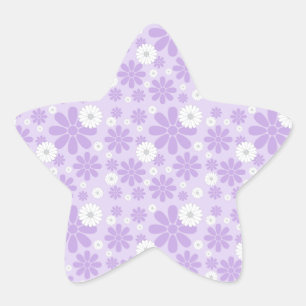 Pastel Bloemenpatroon LAVENDER Ster Sticker