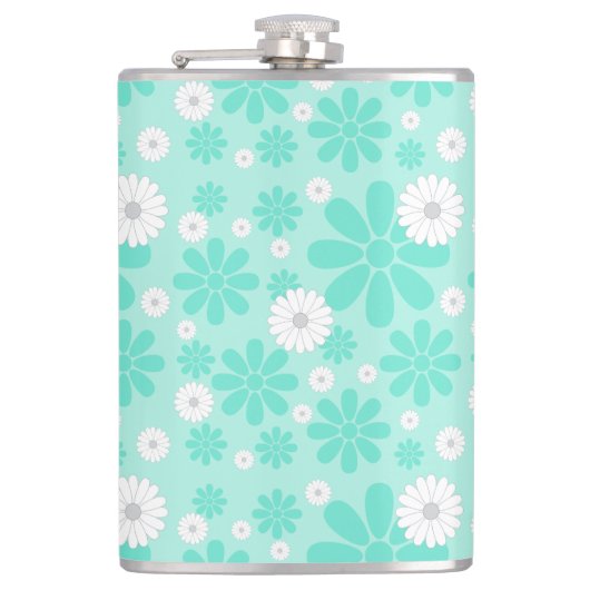 Pastel Bloemenpatroon MINT Heupfles (Voorkant)