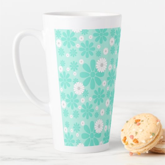 Pastel Bloemenpatroon MINT Latte Mok (In situ)