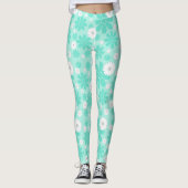 Pastel Bloemenpatroon MINT Leggings (Voorkant)