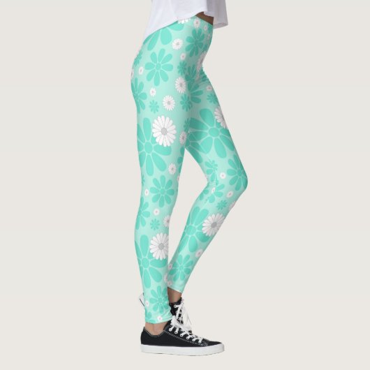 Pastel Bloemenpatroon MINT Leggings (Rechts)