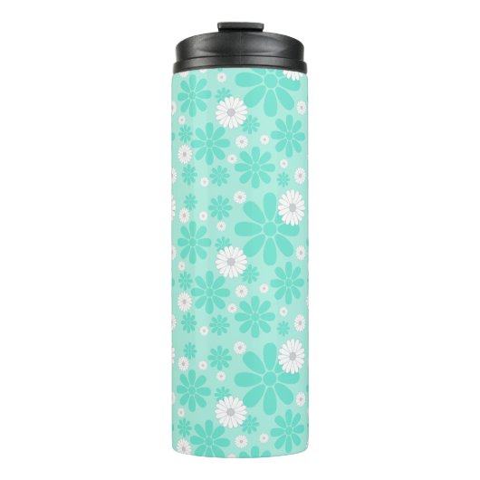 Pastel Bloemenpatroon MINT Thermosbeker (Voorkant)