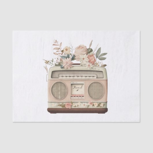 Pastel Bloemenradio Kunst voor Decoupage Tissuepapier (Voorkant)