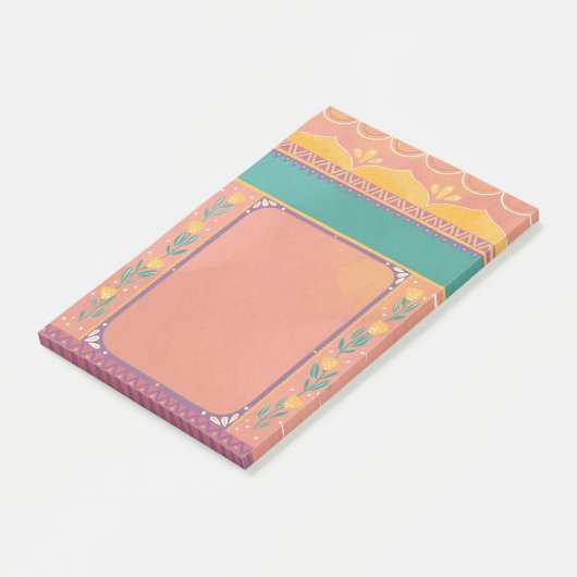 Pastel bloemenroze blos schattig Indiaas patroon Post-it® Notes (Schuin)
