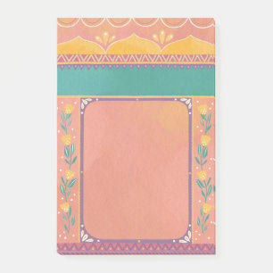 Pastel bloemenroze blos schattig Indiaas patroon Post-it® Notes