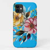 Pastel bloemenroze gele kunst vector Case-Mate iPhone case (Achterkant)