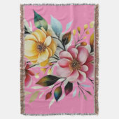 Pastel bloemenroze gele kunst vector deken (Voorkant Verticaal)