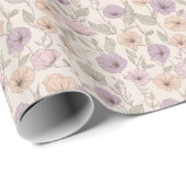 Pastel Bloemenschets Cadeaupapier (Rol Hoek)