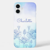 Pastel Bloemensilhouet Overlay Gepersonaliseerde N Case-Mate iPhone Case (Achterkant)