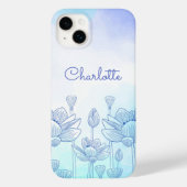 Pastel Bloemensilhouet Overlay Gepersonaliseerde N Case-Mate iPhone Case (Achterkant)