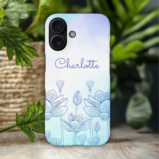 Pastel Bloemensilhouet Overlay Gepersonaliseerde N Case-Mate iPhone Case
