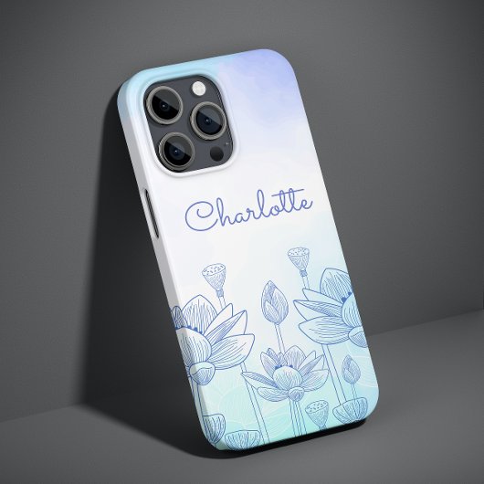 Pastel Bloemensilhouet Overlay Gepersonaliseerde N Case-Mate iPhone Case