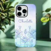 Pastel Bloemensilhouet Overlay Gepersonaliseerde N Case-Mate iPhone Case