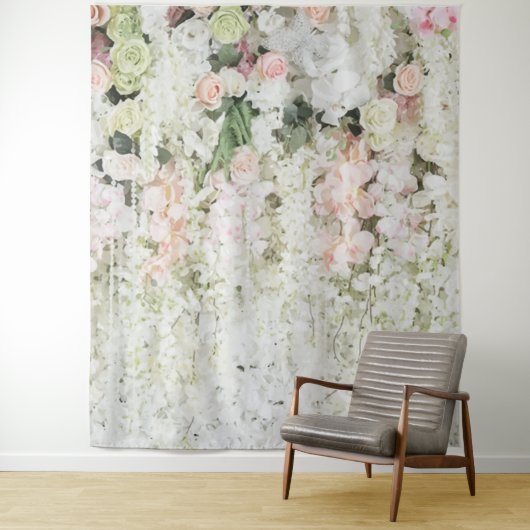 Pastel bloemenslinger bruiloftsrequisiet wandkleed (In situ)