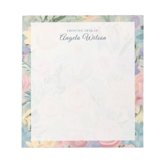 Pastel Bloementuin Aangepast Notitieblok (Voorkant)