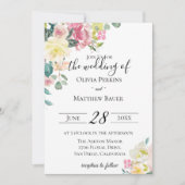 Pastel bloementuin bruiloft uitnodiging (Voorkant)