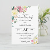 Pastel bloementuin bruiloft uitnodiging (Staand voorkant)
