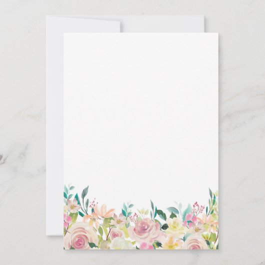 Pastel bloementuin bruiloft uitnodiging (Achterkant)